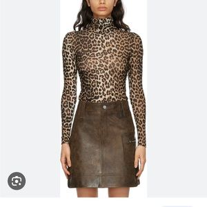 GANNI leopard mesh turtleneck